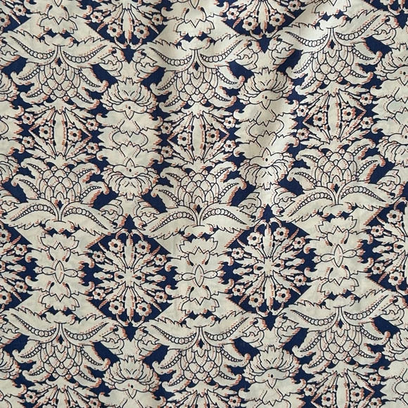 CAbi Women's Cream Blue Damask Flutter Short Sleeve Blouse Small #3074 - Picture 12 of 14